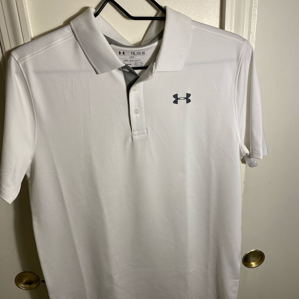 Youth XL Under Armour white polo